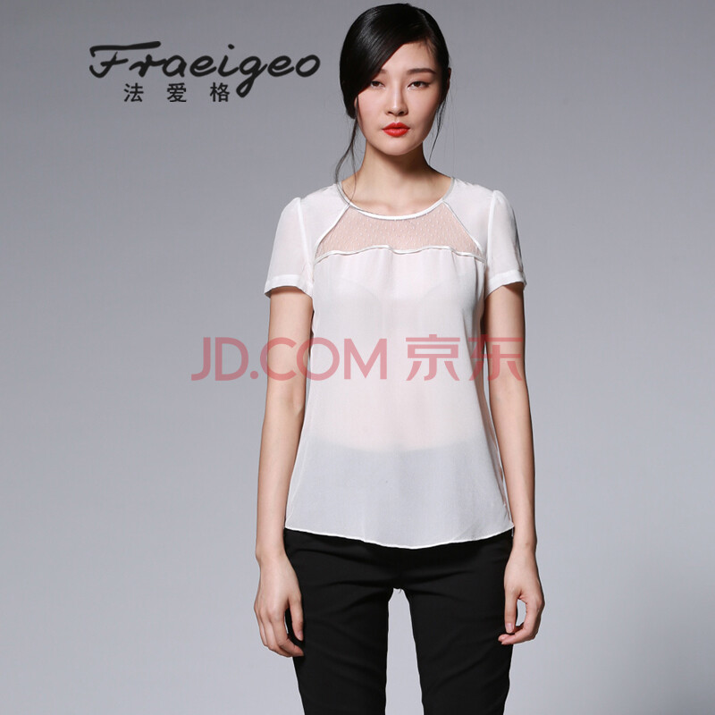 法<em>爱格</em>原创<em>女装</em> 2014夏季新款桑蚕丝夏装 圆领