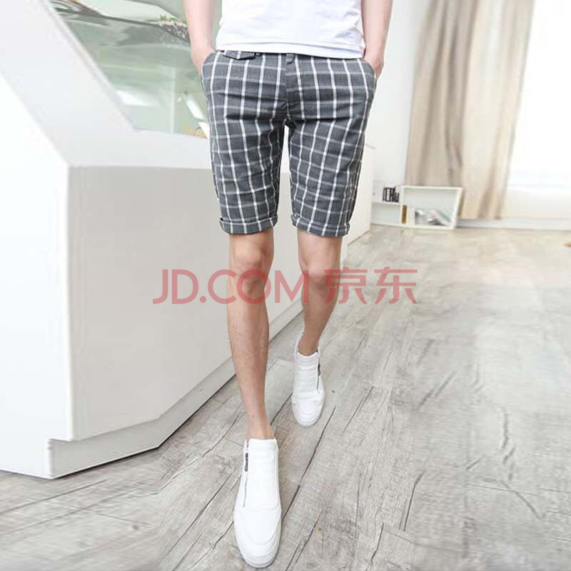 衫<em>步</em>UPS 韩版修身<em>五分</em>裤男士休闲<em>短裤</em>时尚格