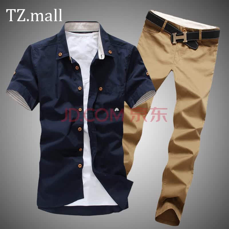 TZ.mall 2014夏装新款<em>男装</em>短袖衬衫 休闲裤2件