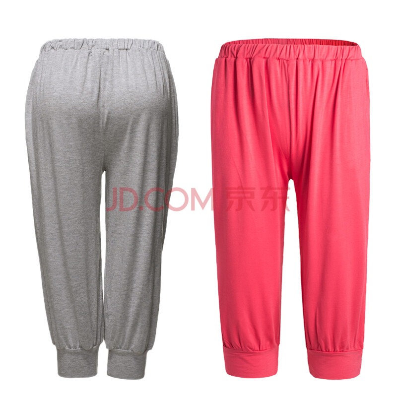 三枪时尚休闲<em>宽松女士短裤</em>2条装 西瓜红+浅麻