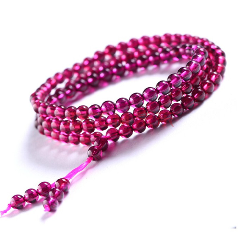 5A级天然正品紫牙乌石榴石手链女 5MM极品玫红石榴石多圈手串 美容养颜图片-京东