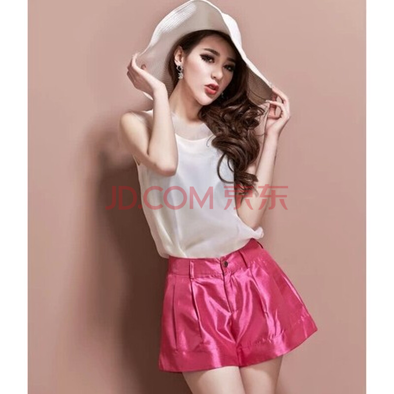 无袖雪纺衫<em>欧根纱上衣短裤</em> 两件<em>套装</em> 8089# 紫