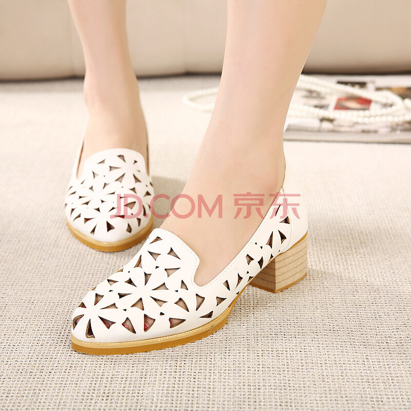 慧凰镂空激光韩板<em>靓妹</em>鞋 白色 37图片-京东商城
