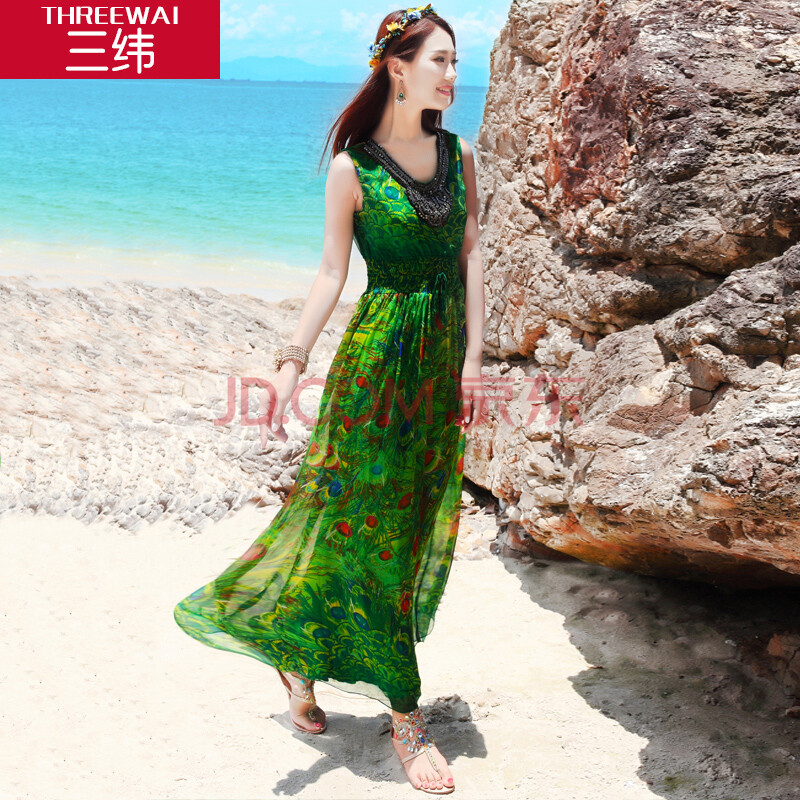 三纬2014夏季新款大牌沙滩裙<em>波西米亚</em>长裙 印