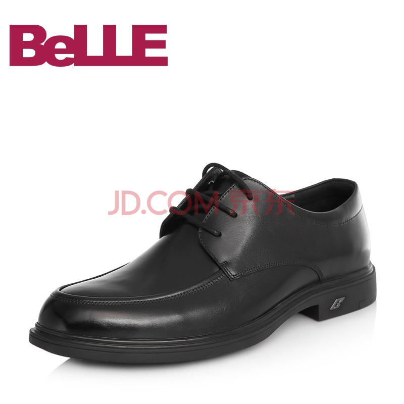 Belle/百麗2018年春季新品專柜同款黑色小牛皮革男商務正裝皮鞋B3G18AM8單鞋車 黑色 41