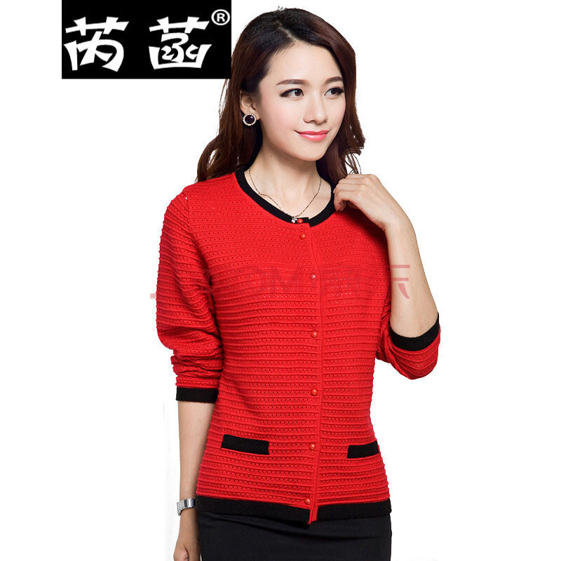 芮菡秋冬装新款加厚<em>女式</em>圆领<em>开衫羊绒</em>衫长袖女