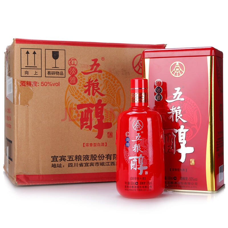 五糧液 股份有限公司 五糧醇 紅淡雅 白酒 50度 整箱裝 500ml*6瓶