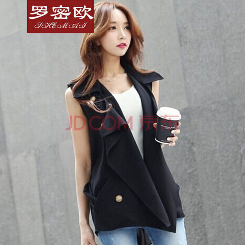 欧2014秋季新款雪纺拼接无袖<em>风衣短裤套装</em>67