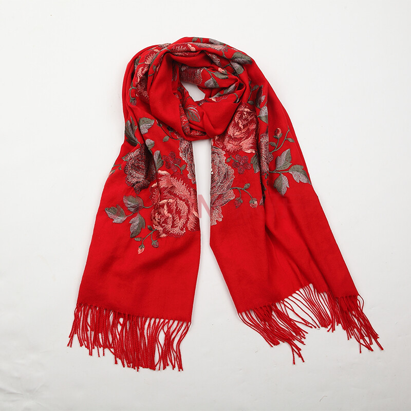 恒源祥秋冬季女士羊毛围巾高档女长款中国风正