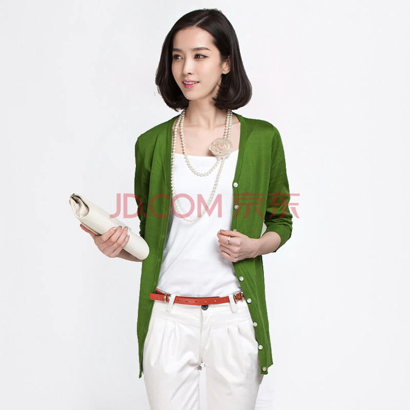 长袖薄款纯色<em>针织</em>小<em>开衫</em> 绿色 XL图片-<em>京东</em>