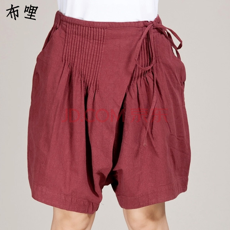 布哩原创捏折<em>麻短裤</em> 新款休闲短裤 女 时尚亚麻