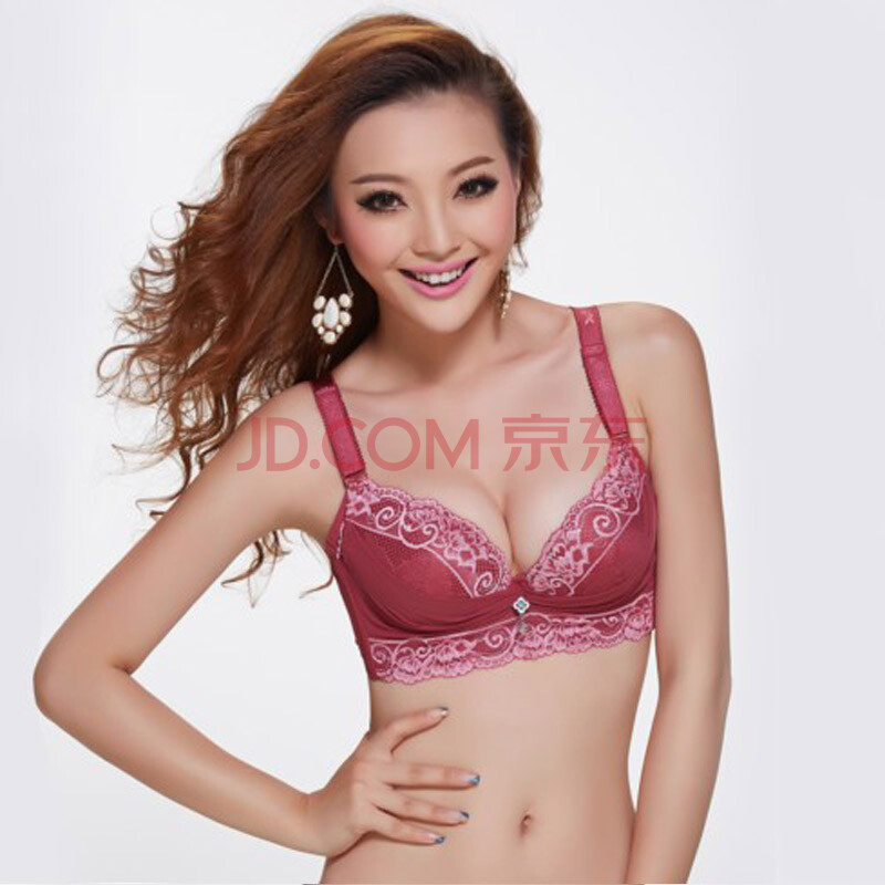 调整型精美刺绣<em>文胸四排扣</em> 性感聚拢U型侧收副