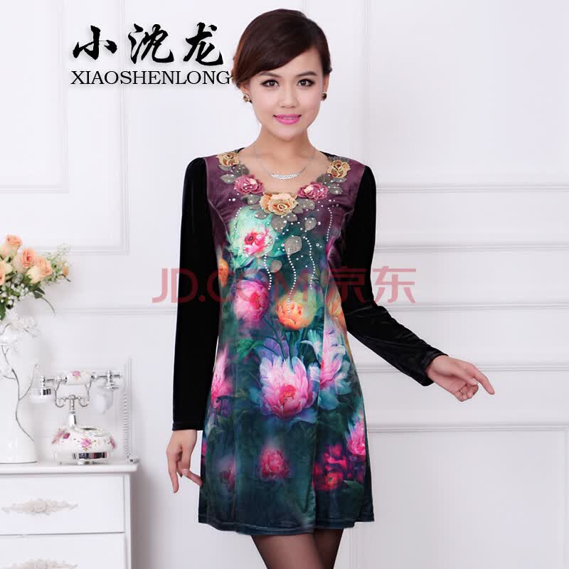 小沈龙2014<em>秋装</em>新款<em>女士宽松</em>大码女装<em>中年</em>长