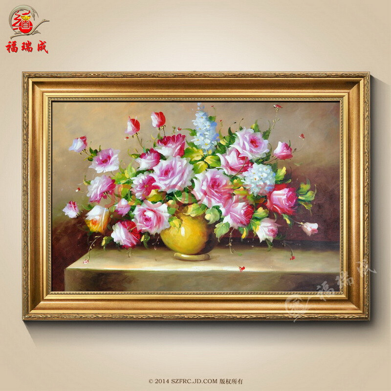 纯手绘油画欧式客厅装饰抽象风景壁画古典花卉餐厅挂图片