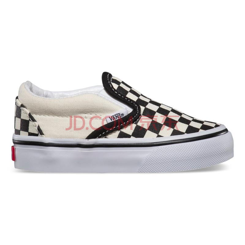 全球購 VANS范斯童鞋嬰幼兒一腳蹬Slip-On低幫休閑鞋2QJQ6T Black/Off White/White Toddlers 4.0