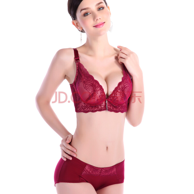 碧雅露 聚拢调整<em>文胸</em>套装 深V蕾丝女士内衣透
