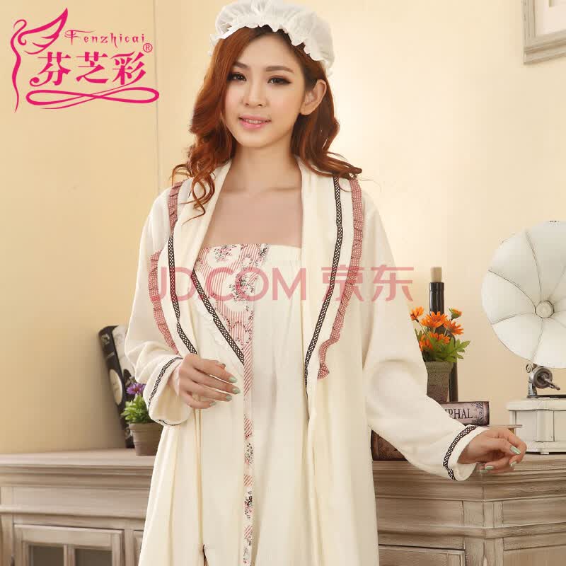 <em>芬</em>芝彩春季新款高档浴袍<em>女睡衣</em>毛巾浴衣毛巾料
