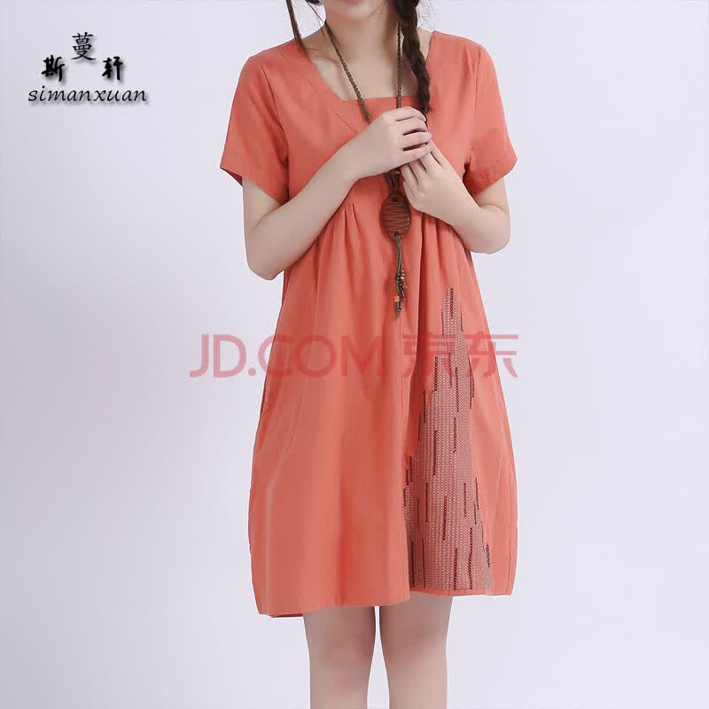 斯蔓轩2014夏装新款女装连衣裙<em>女士</em>棉麻<em>裙子</em>