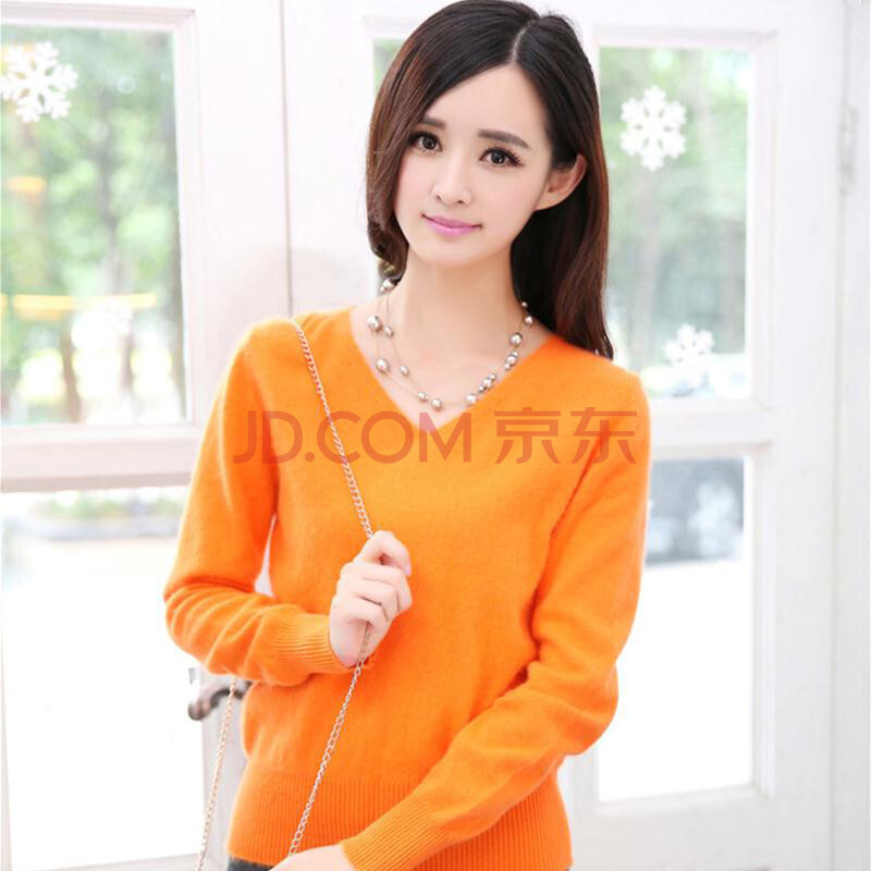 【草原<em>骄子</em>】2014<em>女士</em>V领貂绒衫V领圆领时尚