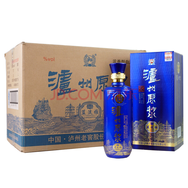 瀘州老窖股份出品 濃香型 52度瀘州原漿藍淡雅500ML*6瓶 箱裝