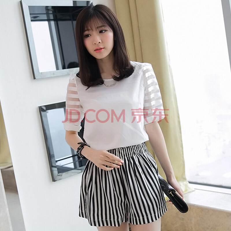 灏丽尚 装新款<em>女装</em>女韩版时尚休闲打底衫<em>短裤</em>