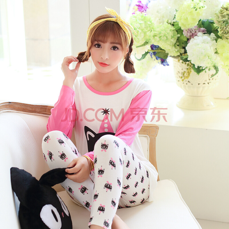 超伦2014秋季新品 女士<em>针织莫代尔</em>大码<em>睡衣</em>套
