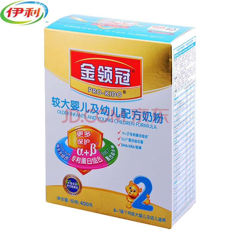 伊利金领冠较大婴儿及幼儿配方奶粉2段(6-18|