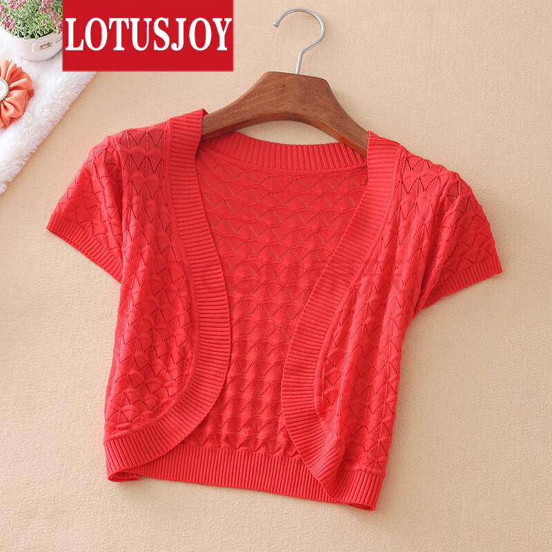 2014春夏装韩版 镂空<em>短款小外搭针织</em>衫披肩小