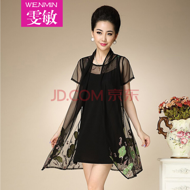 2014<em>夏季薄款外搭开衫</em>蕾丝大码连衣裙中老年