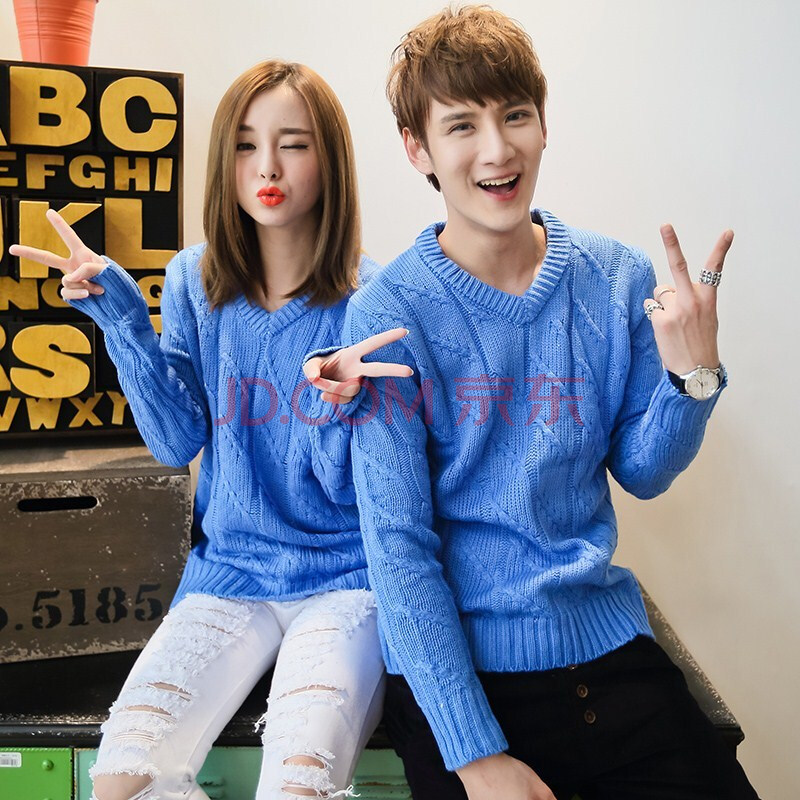 丹杰仕 新款韩版<em>毛衣</em>情侣麻花<em>毛衣</em>V领毛衫<em>男式</em>