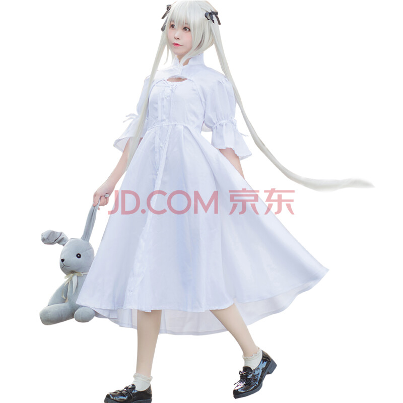 白泽穹妹cos服装全套动漫缘之空cosplay白色连衣裙春日野穹女装制服