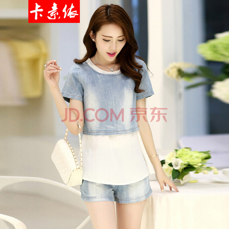 卡素依2014夏装新款雪纺背心牛仔罩衫<em>配短裤</em>