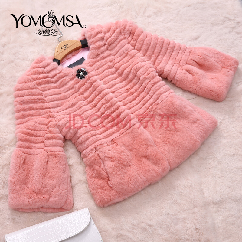 窈蔓莎yomomsa 整皮<em>獭兔毛皮草外套短款</em> 女装