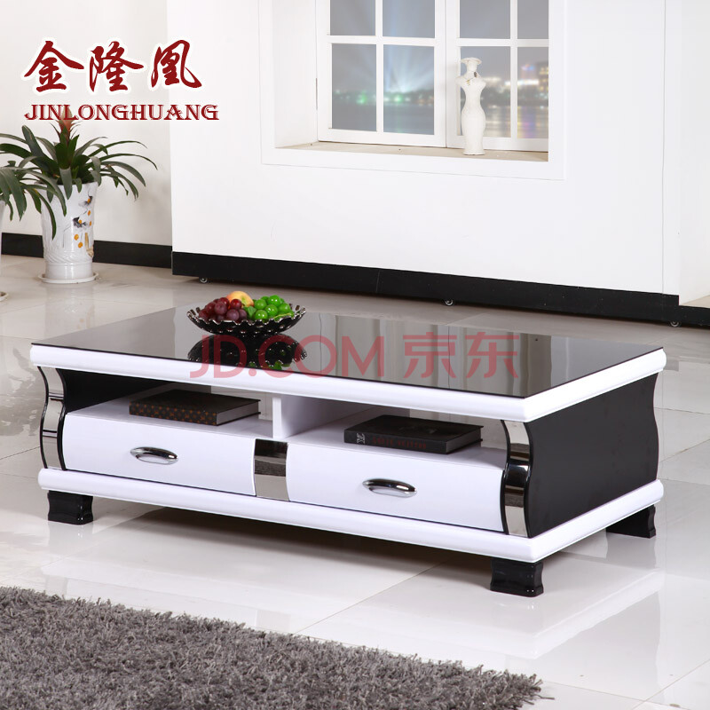 金隆凰 简约时尚现代茶几 钢化玻璃钢琴烤漆小