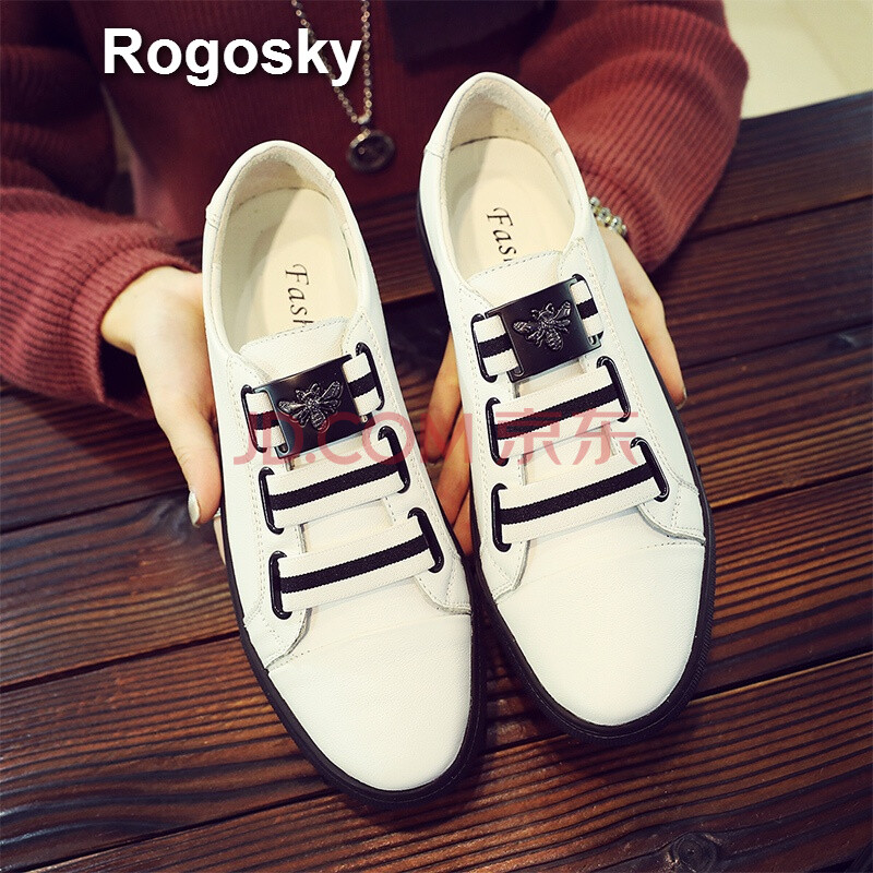 Rogosky Ïã¸Û³±ÅÆÅ·ÖÞվʱÉаåЬÄÐС°×Ð¬ÕæÆ¤º«°æ³±Á÷ÐÝÏÐÄÐЬ2018´º¼¾Ð¿îÌ×½ÅÒ»½ÅµÅ °×É« ÓÅÖÊţƤ 40