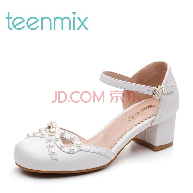 Teenmix/ÌìÃÀÒâ2018´º×¨¹ñͬ¿îÑòƤlo·çÅ®Á¹Ð¬ÈËÓãÉñÚÍ6H934AK8 °×É« 39