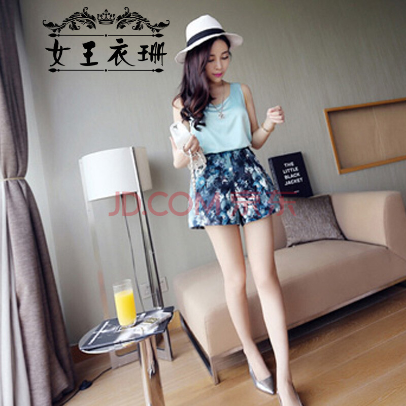 王衣珊2014夏季新款韩国复古<em>花朵高腰短裤</em>51