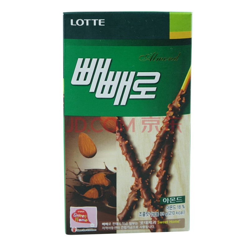 韩国原装进口零食LOTTE 乐天 扁桃仁 巧克力棒