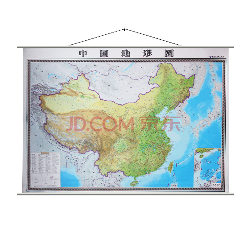 【双面版】a面中国地形图 b面世界地形图2017中国地形图挂图世界地理