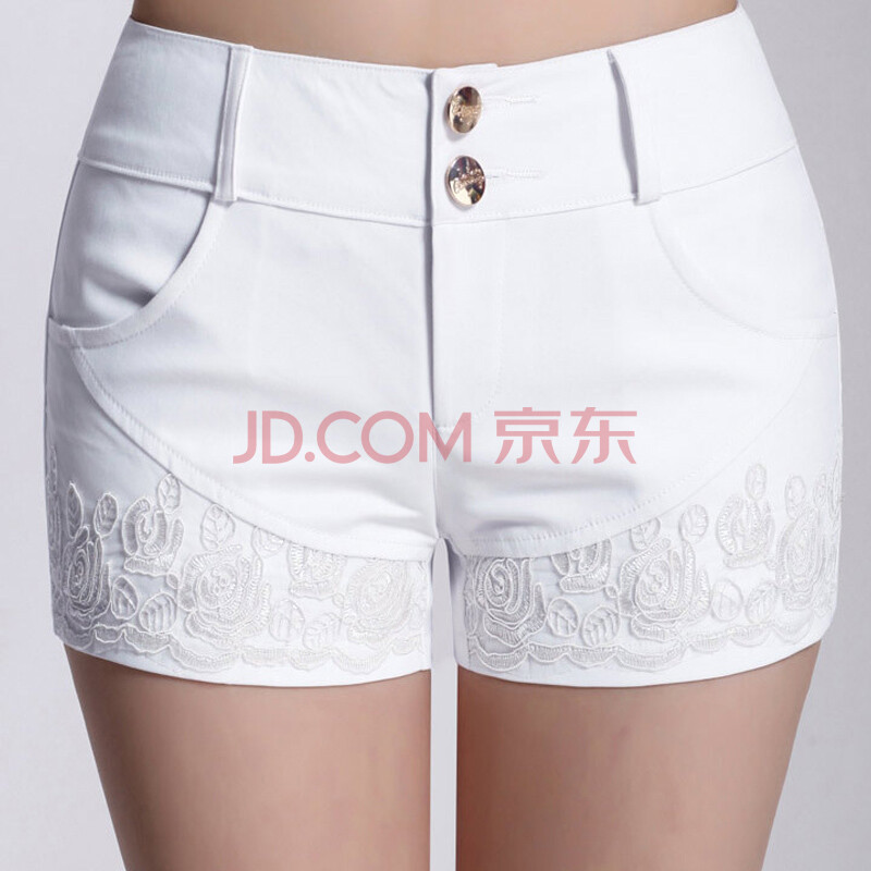 一叶子 <em>2014夏季新款</em>大码<em>女装</em>蕾丝刺绣女<em>短裤</em>