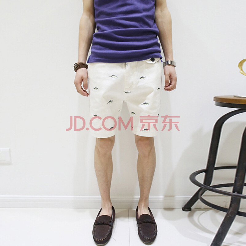 黑优 2014夏季新款<em>刺绣</em>工装<em>短裤男</em>潮英伦酒红