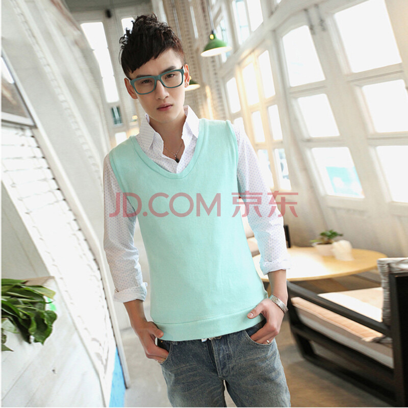 丹杰仕 货到付款2014城市领秀<em>男士</em>V领纯色羊