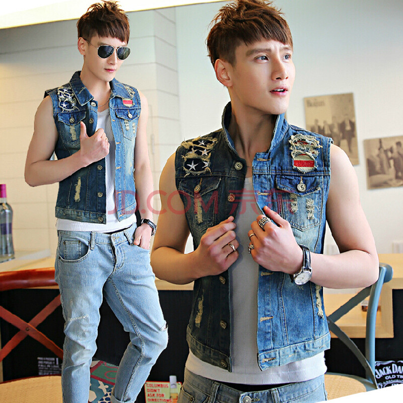 奴(Zlannu)2014夏季新款 潮<em>男士</em>水洗磨破<em>复古</em>色