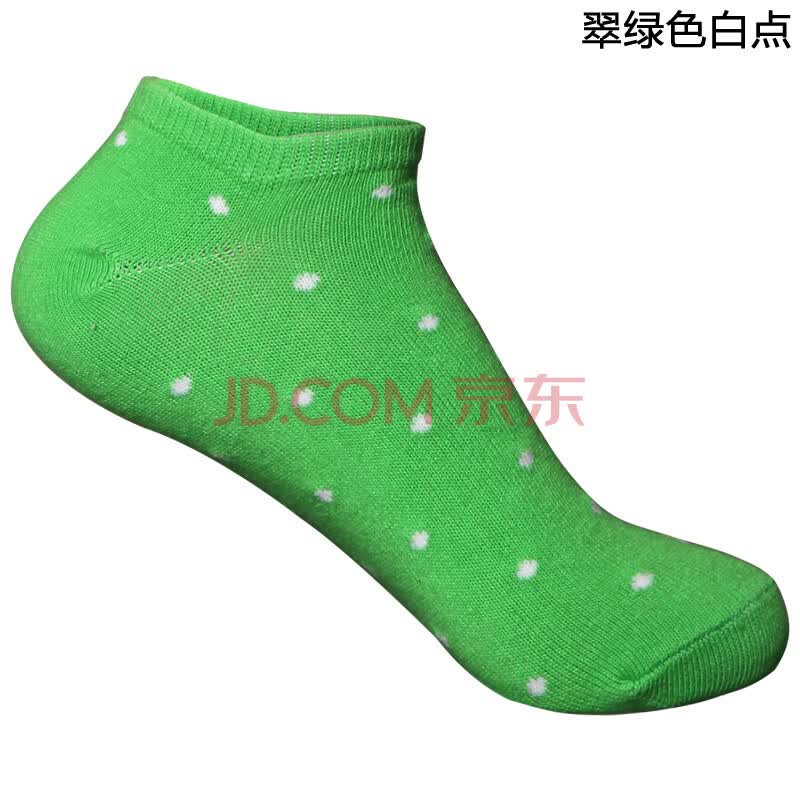 日系点点糖果色女船袜隐形浅口女袜子薄款棉袜运动棉袜短袜 翠绿色