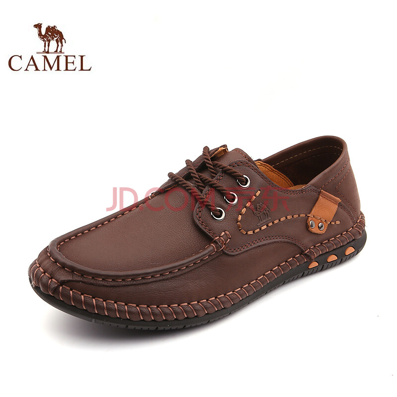 駱駝(CAMEL)2018春季新款系帶車縫線男士休閑日常皮鞋A281344187 暗棕 42