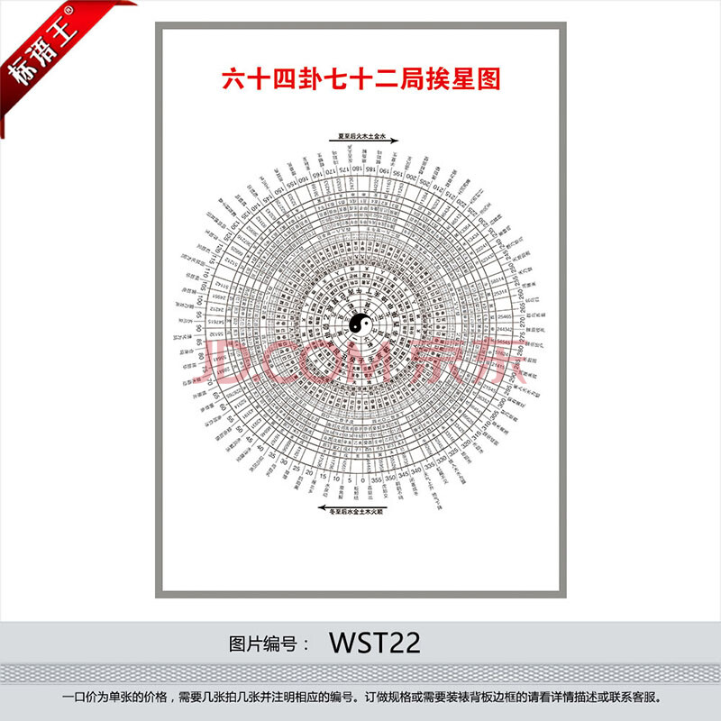 标语王 六十四卦七十二局挨星八卦图宣传画海报挂图 展板墙贴画wst22