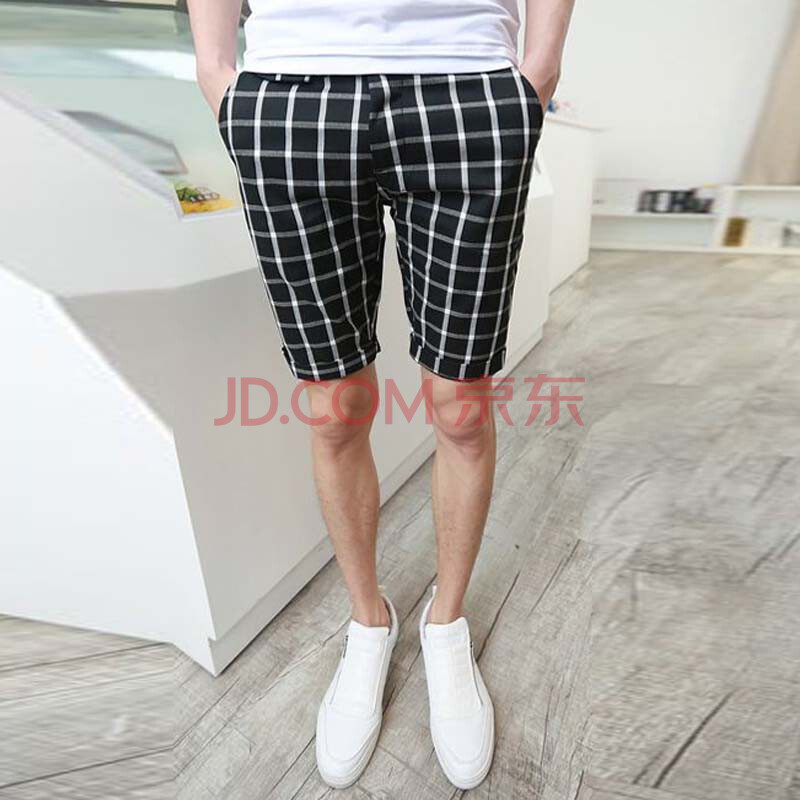 衫<em>步</em>UPS 韩版修身<em>五分</em>裤男士休闲<em>短裤</em>时尚格