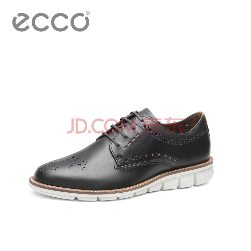ECCO爱步2018新款商务休闲鞋 男士圆头复古德比鞋透气牛皮正装鞋 杰里米602664 深灰色60266402532 43