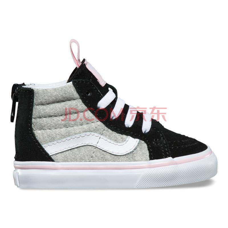 全球購 VANS范斯童鞋SK8-Hi后拉鏈高幫休閑鞋2R3Q69嬰幼兒款 Black/Gray 6.5 Toddlers