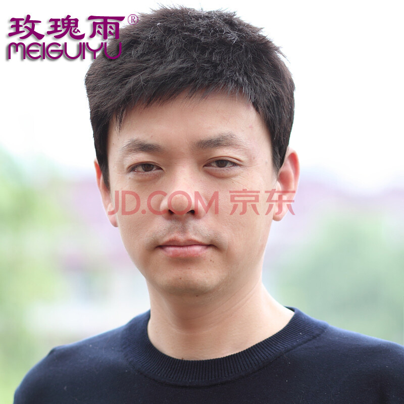 玫瑰雨商务<em>男士</em>真发假发套 清爽型青中老年假